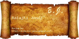 Balajti Jenő névjegykártya
